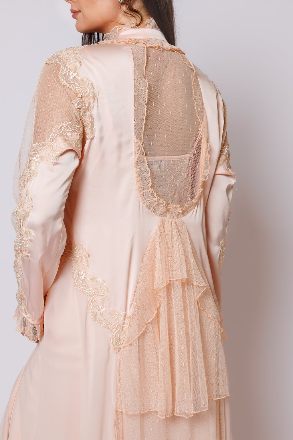 Silk nighty and robe peach 2525023