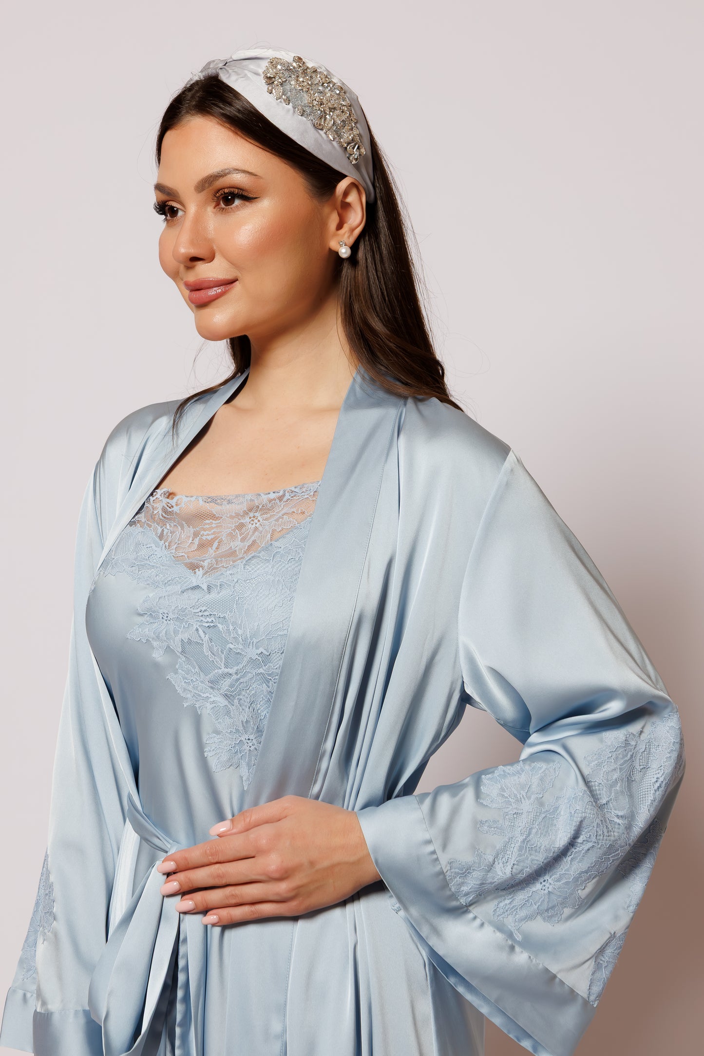 set silk blue